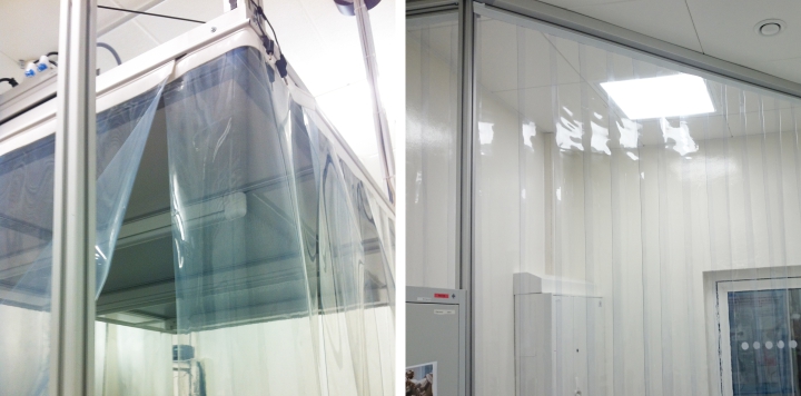 Laserkabine und Reinraumvorhang
