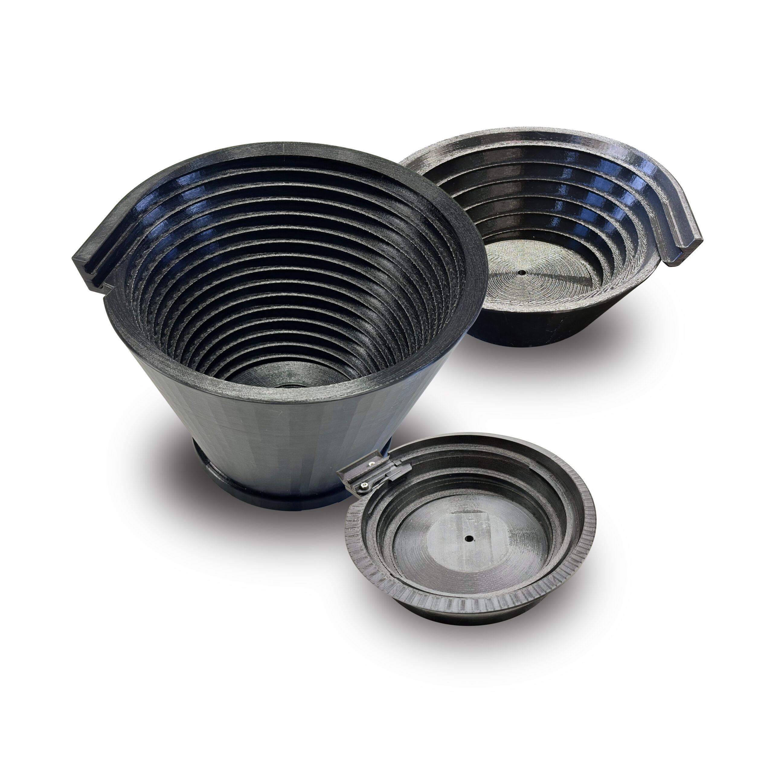 Verschiedene Fördertöpfe für Vibrationswendelförderer